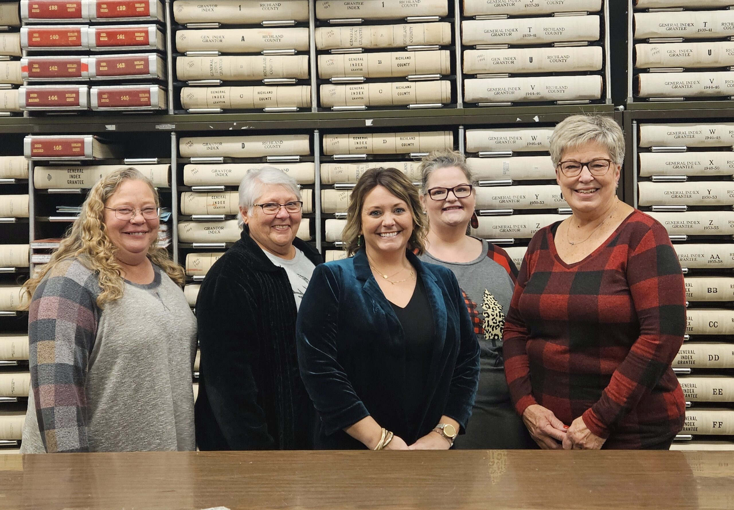 From Left: Deputy Clerk Becky Myers, Assistant Clerk Sara Teeven, County Clerk Amanda Troyer, Deputy Clerk Tiffany Fulk, Chief Deputy Clerk Mary Beth Coan